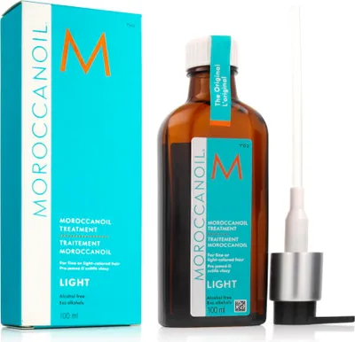 Zdjęcie produktu dla Moroccanoil Treatment Light, Olejek do włosów, 100 ml, Unisex, Kolorowe włosy, Mocne włosy, Odżywiający, Świecący, Wzmacniający, Olej arganowy
