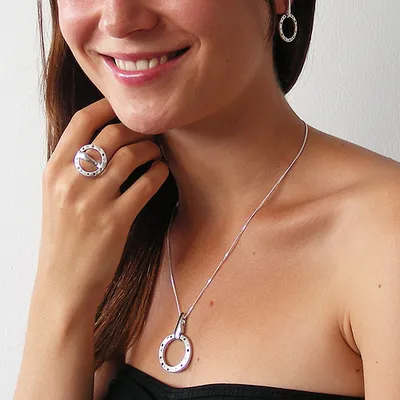 Produktbild von Gr. 56 - Ring 22mm Zirkonias mattiert rhodiniert Silber 925 Ringgröße 56