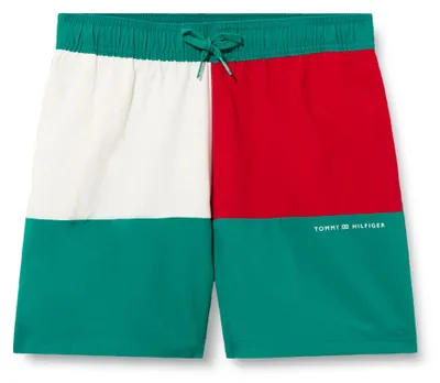 Productafbeelding van Tommy Hilfiger jongens zwemshorts, medium, met elastische tailleband en aantrekkoord, groen (Rainfor)