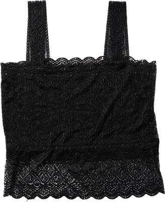 Produktbild von Damen Spitzen-Wickel-BH, einfarbig, Oberteil, Bustier, kurz, rückenfrei, bequem, ärmellos, Tanktop, gepolstert, Bralette, Unterteil