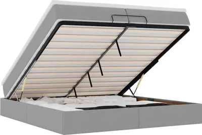Produktbild von vidaXL Ottoman-Bett mit Matratzen Hellgrau 200x200 cm Stoff