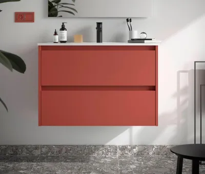 Image de Salgar Noja Meuble bas 900 2 tiroirs + vasque Red Satin