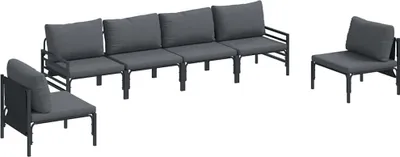 Immagine prodotto di vidaXL Set di divani da giardino con cuscini 6 pezzi in acciaio nero