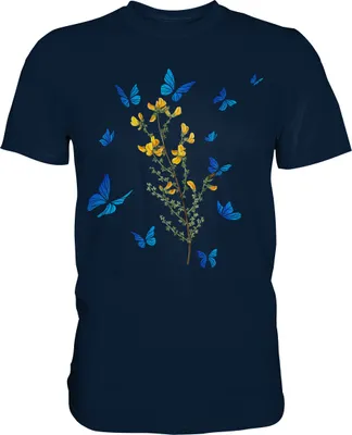 Produktbild von Blumen Schmetterlinge T-Shirt – Navy / L