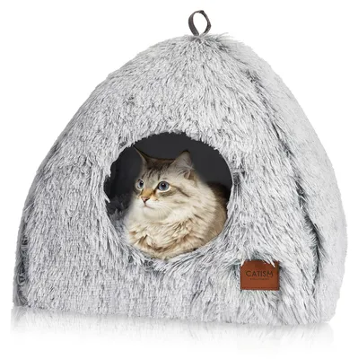 Katzenhaus 2-in-1, Höhle mit Kissen, 40x40 cm, grau