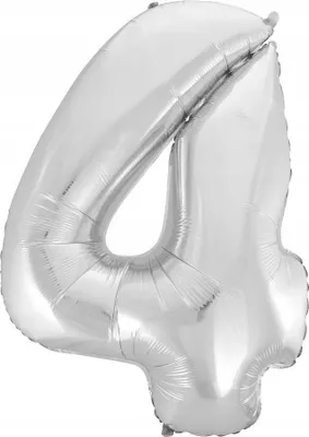 Produktbild von Folienballon Zahlen 4 Silber 92 Cm