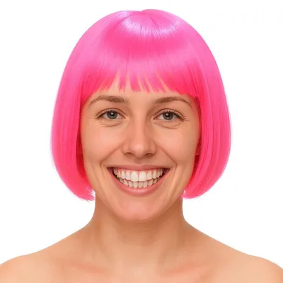 Immagine prodotto di Parrucca Bob (rosa) – Parrucca corta con taglio alla paggetto retrò neon Cabaret & Charleston – per Carnevale