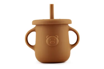 Immagine prodotto di Tazza in silicone con cannuccia e orecchie Kidnort Retter scuro
