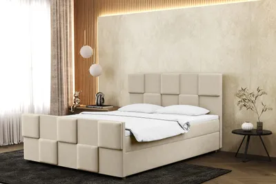Zdjęcie produktu dla Łóżko skrzyniowe z nakładką na materac Zefir, wiele kolorów Ecru 160x200 cm