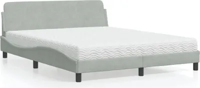 Image de Maison Exclusive - Lit avec matelas « Dover » gris clair 160 x 200 cm, velours