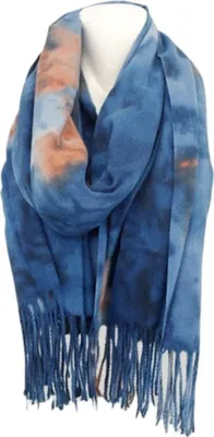 blaue Winterschal mit Wasserrosen Motive