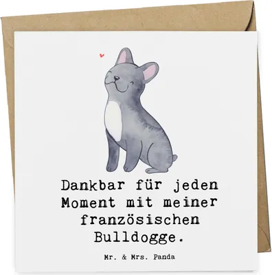 Produktbild von Mr. & Mrs. Panda Grußkarte Französische Bulldogge Moment - Weiß - Geschenk, doppelkarte, faltkarte, Klappkarte, anlasskarte, Glückwunschkarte