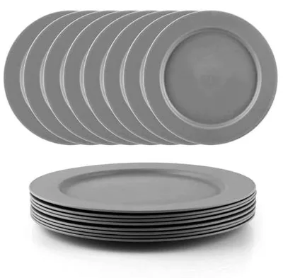 Zdjęcie produktu dla Talerze plastikowe wielokrotnego użytku 23 cm czarne zestaw 18 szt