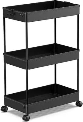 Productafbeelding van Famanu opbergwagen met wielen - 3 niveaus - zwart