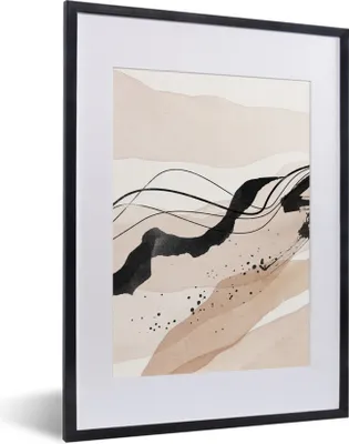 Produktbild von Poster mit Rahmen - Aquarell - Abstrakt - Schwarz - 30x40 cm - Poster mit zchwarzem Bilderrahmen