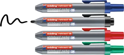 Produktbild von Edding retract 12, 4 Stück(e), Schwarz, Blau, Grün, Rot, Rundspitze, Kunststoff, Rund, 1,5 mm