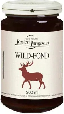 A jar of wild fond with a deer illustration on the label.