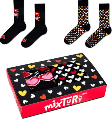 Produktbild von 2er-Set schwarze Socken für Herren 41-46, herzförmige Socken perfekt für den Valentinstag