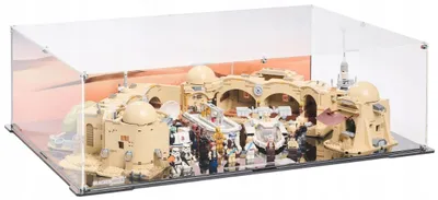 Imagen del producto de Vitrina negra para LEGO® 75290 Star Wars – Cantina de Mos Eisley, con panel trasero impreso