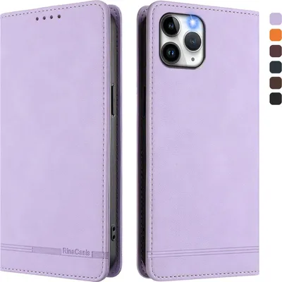 Produktbild von Hülle für iPhone 11 Pro, Retro Kunstleder Ständer Klapphülle mit Kartenfächer und Magnetische Violett