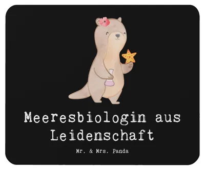 Produktbild von Mr. & Mrs. Panda Mousepad Meeresbiologin Leidenschaft - Schwarz - Geschenk, mousematte, Mouse Pad, Studium, pc mauspad, laptop, Spruch, Witzig, Lustig