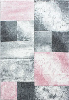 Imagen del producto de Alfombra Kurzflor para sala de estar, color rosa, 280x370 cm, diseño rectangular, estampado a cuadros