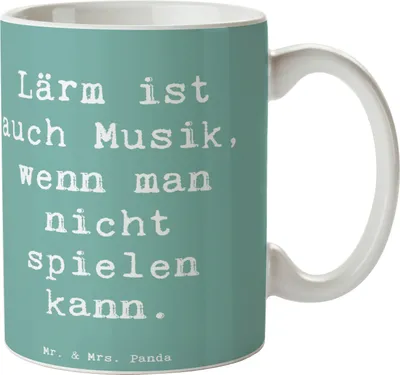 Produktbild von Mr. & Mrs. Panda Teetasse Spruch Schlagzeug Lärm - Meeresbrise - Geschenk, Musik, Kaffeebecher, Präsenz, Bedruckte Tasse, Becher, Beats, Musiker, Instrument, Band, Lernen