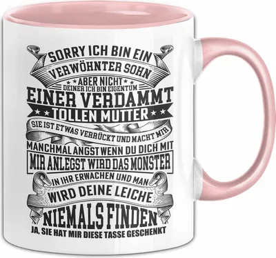 Produktbild von Geschenk Für Sohn Von Mutter Geschenkidee Tasse Für Sohn Lustiger Spruch Verwönter Sohn (Rosa)