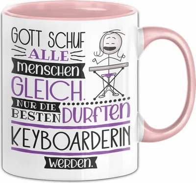 Produktbild von Keyboarderin Geschenk Becher Tasse Gott Schuf Alle Menschen Gleich Nur Die Besten Durfeten Keyboarderin Werden Geschenkidee Lustig (Rosa)