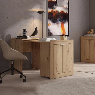 Immagine prodotto di Keylon - Scrivania, 72x47x79h cm Marrone Rovere Nodi, 2 Ripiani