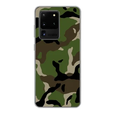 Produktbild von MuchoWow® Handyhülle Schutzhülle Hülle für Samsung Galaxy S20 Ultra Militärisches Tarnungsmuster Silikon Softcase Handy Hülle - Karteninhaber