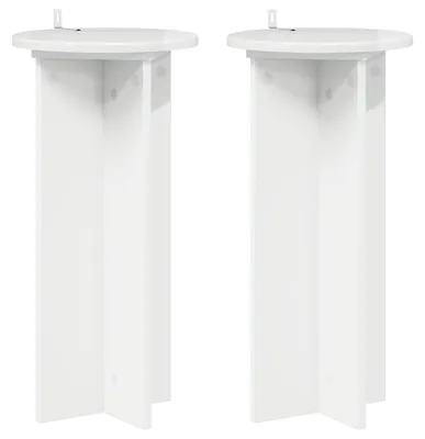 Image de Support de Plante 2 pcs Blanc brillant 29,5 x 29,5 x 60 cm