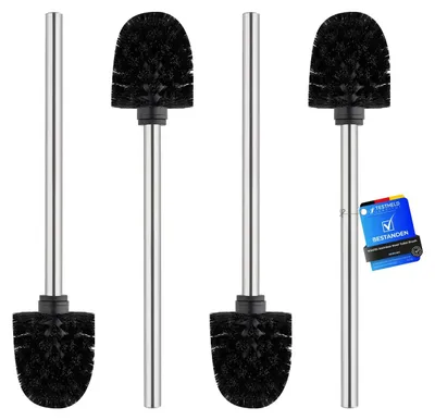 Produktbild von Toilettenbürste Ersatzbürste WC-Bürste - Edelstahlgriff - 4 Stück - 8 x 36 x 8 cm - Schwarz