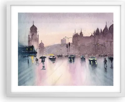 Produktbild von Gerahmtes Poster - Weißer Rahmen - Aquarell Stadt historische Denkmäler - 50x40 cm - Wand Bild - Wanddeko - Wandbilder - Kunstposter - Wandposter - Bilderrahmen - Bilder - Kunstdruck - P2WAA50x40-4579