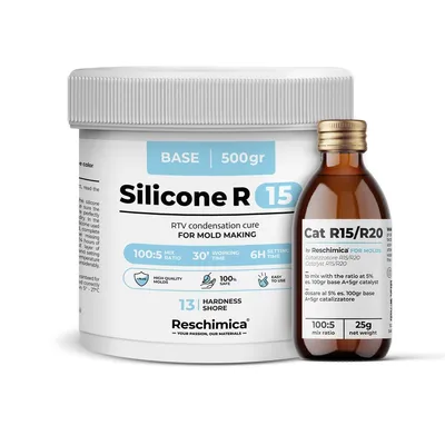 Obrázok produktu pre Prémiový formovací silikón R15 - tekutý silikónový kaučuk na výrobu foriem, duplikačný silikón, samovzdušňujúci, 500 g
