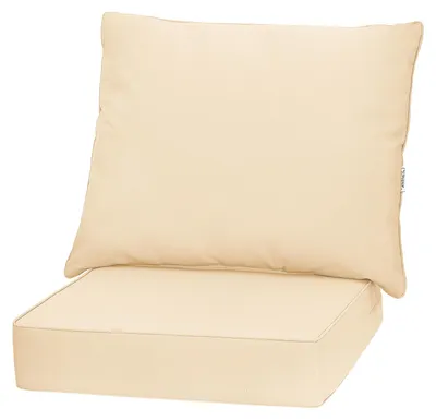 Obrázek produktu pro COSTWAY Polštáře na zahradní nábytek, sedák 64 x 64 x 15 cm + opěrka 80 x 65 x 18 cm, polstrování pro zahradní nábytek, polštář na zahradní židli, sedák