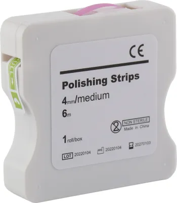 Produktbild von Zahn Schleifpapier – Mittel Polierstreifen, 4mm Breite, 6M/Rollen/Box, Rosa, für Zahnpolierung