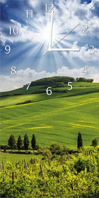 Produktbild von Wallario Design Wanduhr bedruckt, Größe 30 x 60 cm, Motiv: Strahlender Sonnenschein