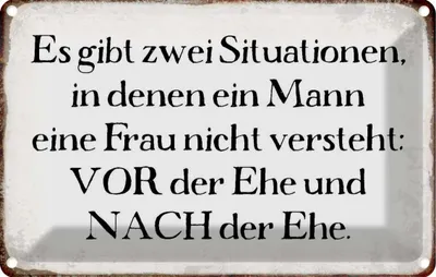 Produktbild von vianmo Blechschild 12x18 cm Mann Frau vor nach der Ehe Männer Frauen Spruch Zitat