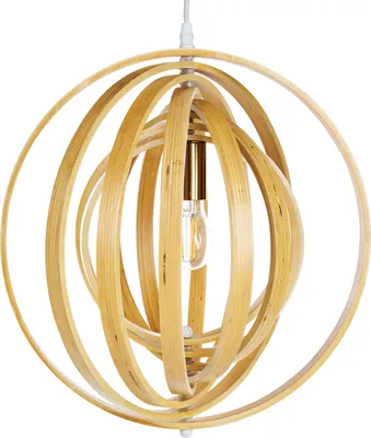 Produktbild von BELIANI Hängelampe Hellbraun aus Holz Rundes Design Verstellbarer Schirm Hängeleuchte Pendelleuchte Esszimmerlampe Esstischlampe Wohnzimmerlampe