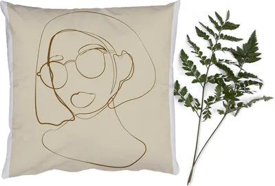 Produktbild von MuchoWow® Zierkissen Sofakissen Wohnzimmer Dekokissen 45x45 cm Frau - Linienkunst - Minimalismus - Schlafpolster - Polster für das Sofa