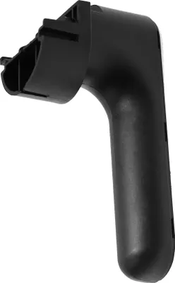 A black plastic handle for a hot air fryer, shown against a white background.