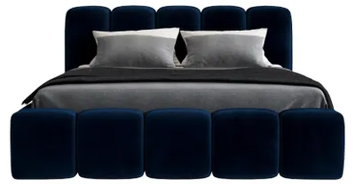 Produktbild von Polsterbett SON mit Bettkasten und Metallgestell 160 x 200 cm. Modernes Doppelbett mit Stauraum, mit Matratze. Farbe: Blau