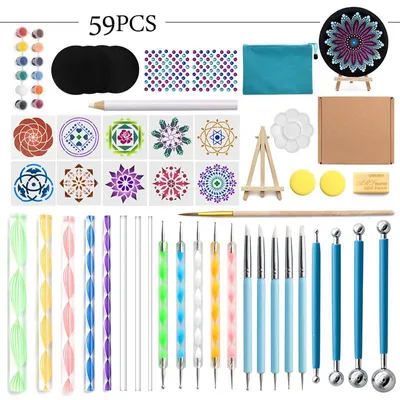 Imagen del producto de Kit creativo para pintar y decorar con un conjunto de 59 piezas para crear mandalas