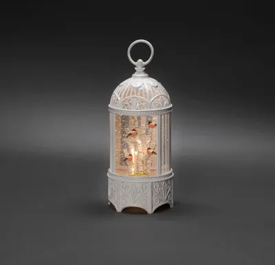 Produktbild von Konstsmide LED Wasserlaterne, "Gimpel im Baum", weiß, wassergefüllt, 5h Timer, 1 warm weiße Diode, batteriebetrieben & USB, Innen  - 4284-200
