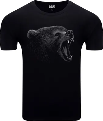 Produktbild von Diarbo Herren T-Shirt mit Aufdruck Wildtierporträts Wütend Bärenkopf Schwarz Gr.L
