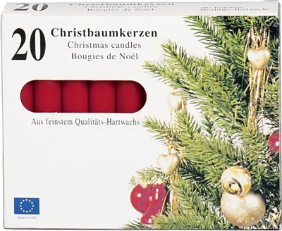 Obrázok produktu pre Sviečka na stromček 9,6cm Ø1,2cm červená 20 kusov