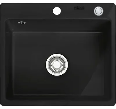 Produktbild von MYTHOS, MTK 610-58, 580x510mm, Siebkorb als Druckknopfventil, mit verdecktem Überlauf, ohne Tropfteil, mit Ablaufgarnitur, 2 Batterielöcher, Anthrazit matt