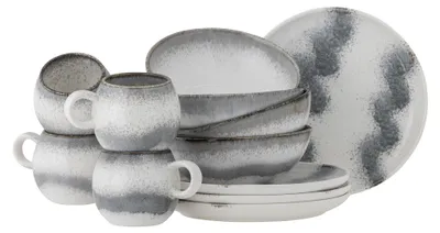 Zdjęcie produktu dla Bloomingville 82061530, 4 os., Kamionka, Szary, Okrągły, 12 szt.