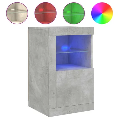 Image de vidaXL Armoire d'appoint avec lampes LED gris béton Matériau dérivé du bois